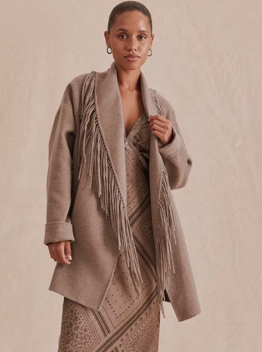 Splendid Sandra Fringe Jacket - Taupe