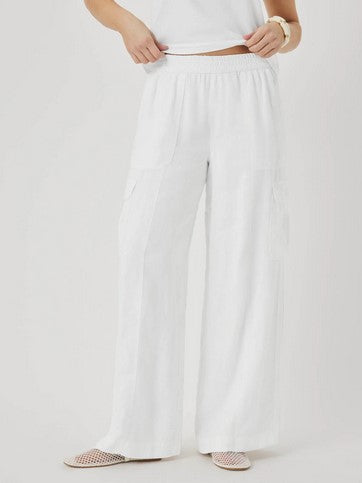 Splendid Stella Linen Cargo Pants - White