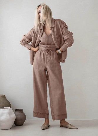 Splendid Stella Linen Trim Pant - Wicker