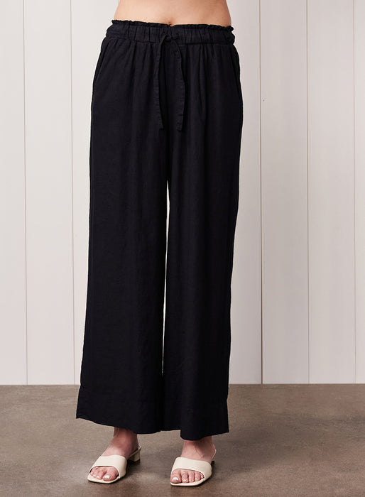 Stateside Linen Drawstring Trouser - Black
