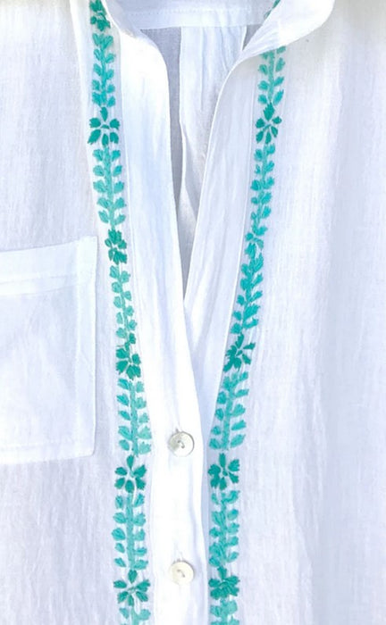 Subtle Luxury Chambray Maxi Dress - White/Blue