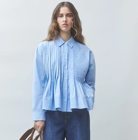 Suncoo Paris Loeli Pleat Shirt - Bleu