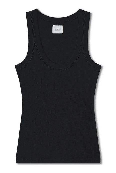 We are Sundays Danny Ribbed Tank - Black