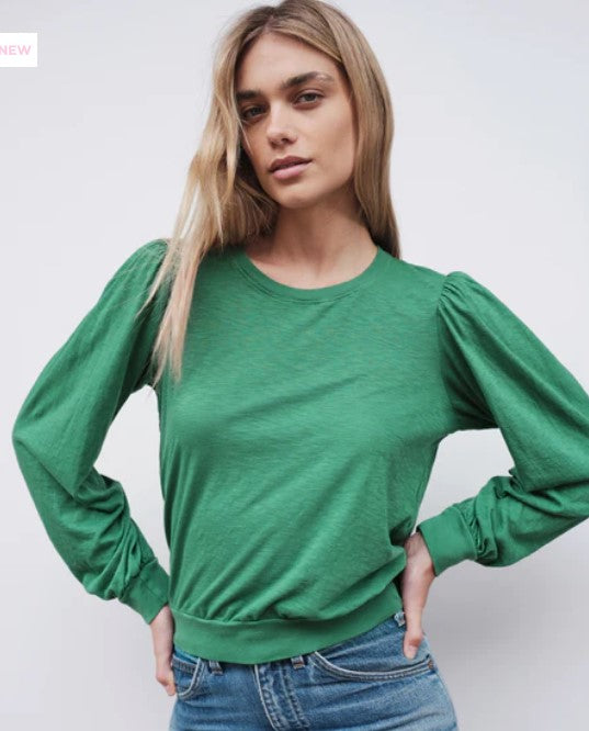 Sundry Long Sleeve Puff Sleeve Tee - Jade