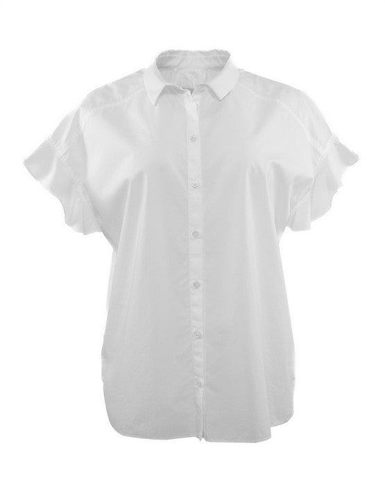 Theo Echo Ruffle Sleeve Shirt - White