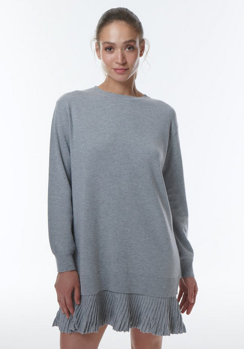 Theo Pallas Pleated Sweatshirt Dress - Heather Grey