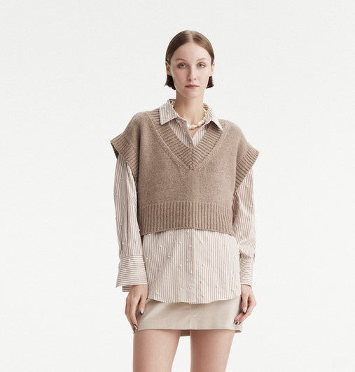 Theo Pallas Cropped Vest - Sustained grey