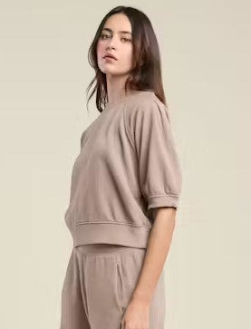 Velvet Bonnie Short Sleeve Sweatshirt - Faded Cocoa