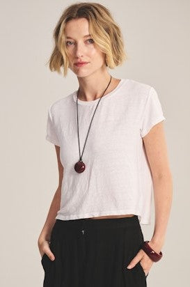 Velvet Casey Linen Tee - White