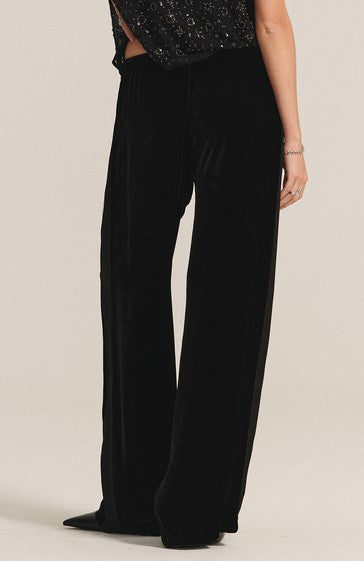 Velvet Hilma Velvet Satin Trim Pants - Black