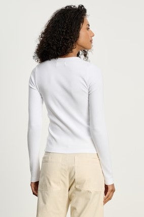 Velvet Lotta Ribbed Long Sleeve Tee - White