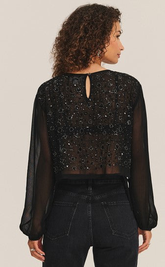 Velvet Marlowe Sequin Top - Black