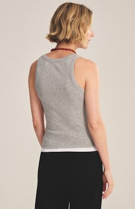 Velvet Orion Layered Tank - Heather Grey/White
