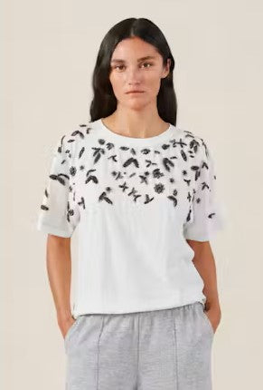 Velvet Chloe Embellished Tee - White