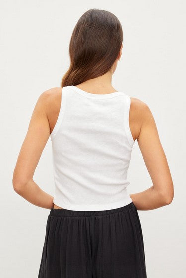 Velvet Harla Cotton Rib Tank - White