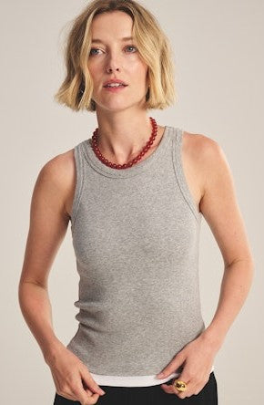 Velvet Orion Layered Tank - Heather Grey/White