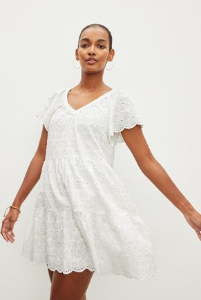 Velvet Wynette Dress - White