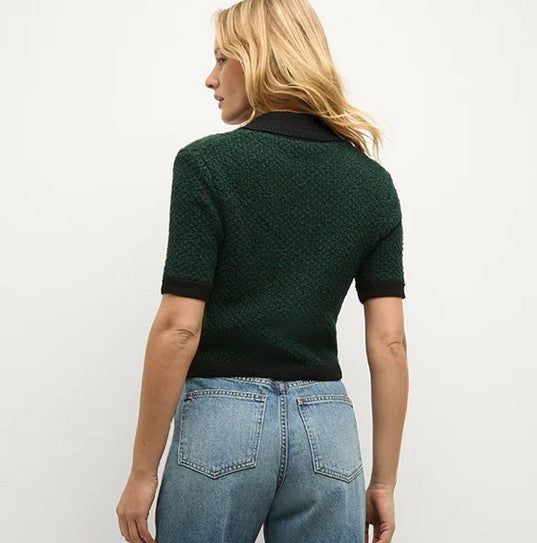 Veronica Beard Marie Tweed Cardigan - Pine/Black