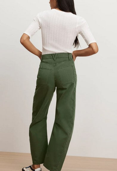 Veronica Beard Sloan High Rise Barrel Pants - Dark Hunter Green