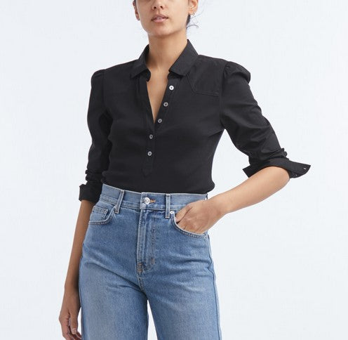 Veronica Beard Hania Button Down Shirt - Black