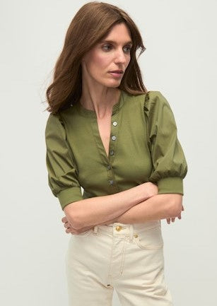 Veronica Beard Coralee Top - Stone Army