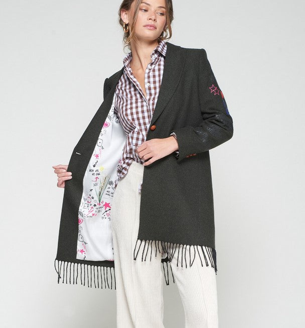 Vilagallo Amalia Graffiti Coat - Verde