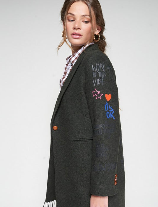 Vilagallo Amalia Graffiti Coat - Verde
