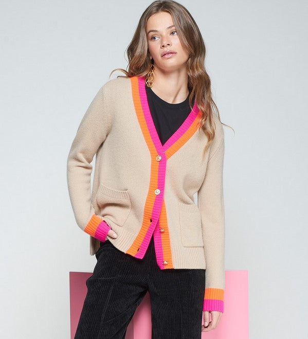 Vilagallo Alina Cardigan - Beige/Pink