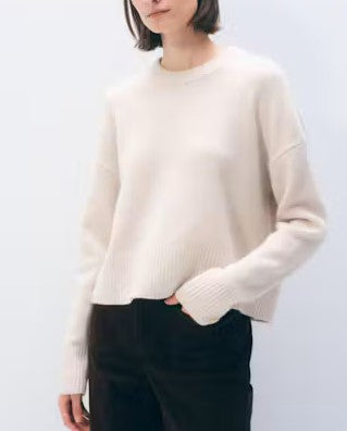 White and Warren Cashmere Blend Scarf Sweater - Ivory
