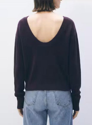 White and Warren Cashmere Scoop Back Sweater - Black