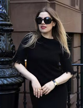 White and Warren Cashmere Blend Fringe Tee - Black
