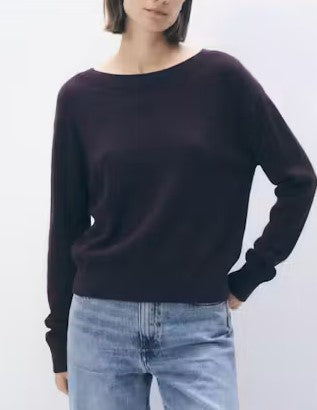 White and Warren Cashmere Scoop Back Sweater - Black
