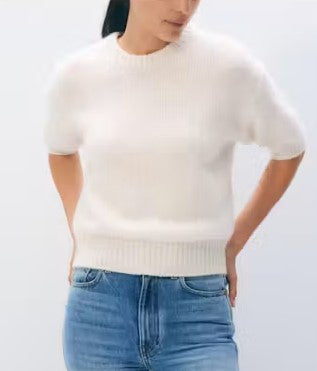 White and Warren Cashmere Shine Tee - Soft White